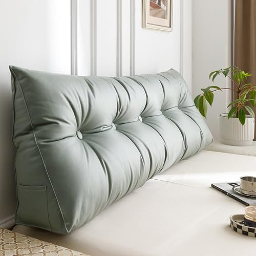 Orthopädisches Dreieck Rückenstützkissen für Schlafsofa, Kopfteil, Liege, Lendenkissen zum Ausruhen und Lesen, mit waschbarem Bezug, Grün, 200 x 50 x 20 cm