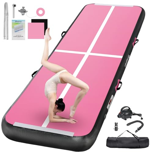 FBSPORT Airtrack Matte,10/20cm Hoch Verdicken 2/3/4/5/6 M Tumbling Matte,Gymnastikmatte mit Luftpumpe,Trainingsmatte mit Tragetasche,Turnmatte für Zuhause, Outdoor,Yoga, Übungsgymnastik usw