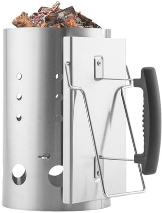YNPQTDS Chimenea Encendedora de Carbón para Parrilla,Encendedor de Carbón con Asa - Cubo para Encender Fuego De Acero Inoxidable para Picnic Jardín Camping Exteriores