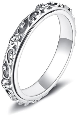 Pilz Anxiety Ringe Sterling Silver Anti Stress Ring Fidget Schmuck Geschenk für Damen Frauen (7)