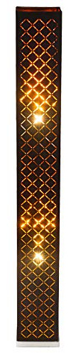 Stehlampe Stoff Standlampe Designleuchte schwarz Wohnzimmer mit Textilschirm Blattgold, Metall silber, 2x E27, LxBxH 15x15x118 cm