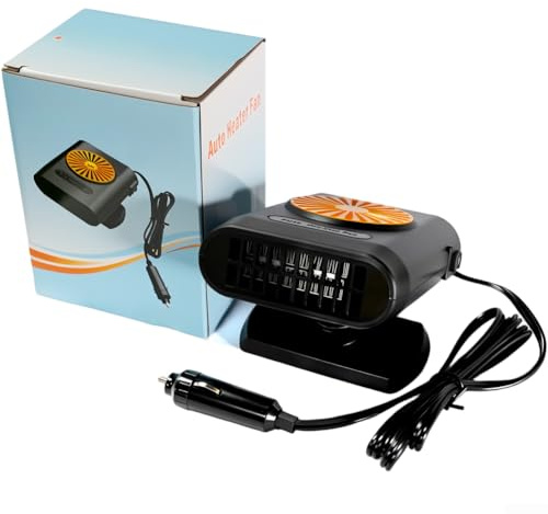 GLFLOW Descongelador de calentador de coche portátil de 12 V de 200 W para parabrisas automático con dirección de flujo de aire ajustable y desempañamiento eficiente en climas fríos (naranja)