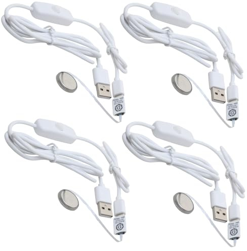 DSLRKIT USB Typ-C auf CR2032 Dummy Battery Adapter Kit mit Netzschalterkabel, externes Netzteil Ersatz für CR2032 Geräte (4 Stück)