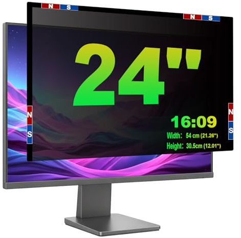 ruord Magnétique Filtre de Confidentialité pour 24 Pouces 16:9 Moniteur,Anti-Lumière Bleue & Anti-Reflet, Amovible | Filtre de confidentialité utilisable des deux côtés