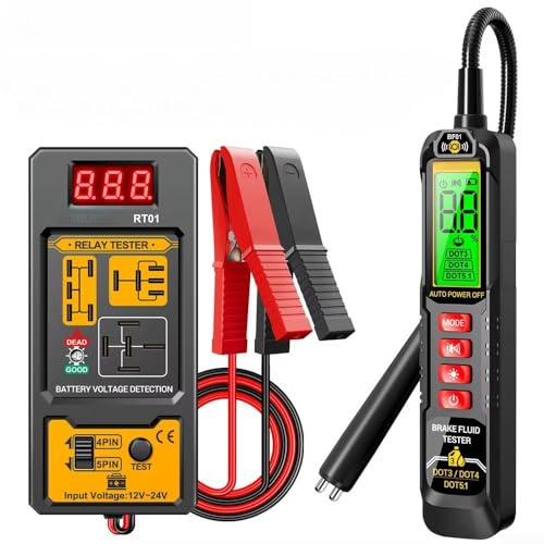 RT01 Tester relè automobilistico, analizzatore di relè per sistemi da 12 V e 24 V, tester per batteria auto, sensore circuito moto con display digitale (RT01-BF01)