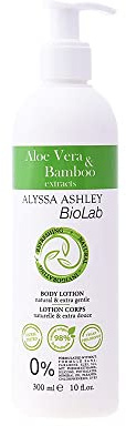 Alyssa Ashley - Bio Lab Aloe Vera & Bamboo Crema Corpo, Lozione ad Azione Idratante Ideale per Secchezza della Pelle - 300ml