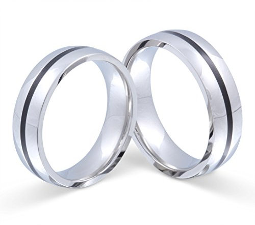 Juwelier Schönschmied - Herren Freundschaftsringe Partnerringe Eheringe Skyline Edelstahl 58-62 129HHac - Kostenlose Wunschgravur mit AMAZON KONFIGURATOR online gestalten!
