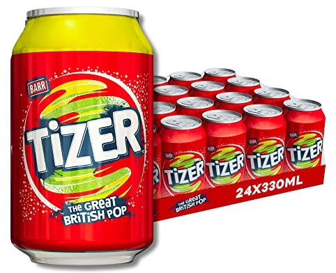 Barr Tizer - Fizzy Drinks 24 Pack x 330ml Cans - Tangy Citrus Flavour Soft Drinks Cans