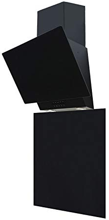 SIA EAG61BL 60cm Black Angled Glass Cooker Hood And Toughened Glass Splashback