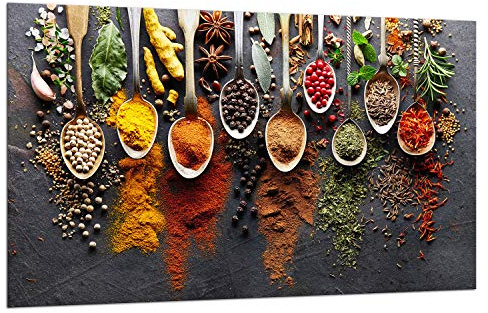 TMK - Placa protectora de vitrocerámica 80 x 52 cm 1 pieza cocina eléctrica universal para inducción, protección contra salpicaduras tabla de cortar de vidrio templado como decoración Especias