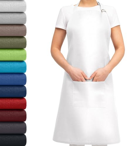 EllaTex Küchenschürze Unisex – Kochschürze 100% Baumwolle, verstellbar, mit Tasche, für Küche, Grill, Gastronomie & Service