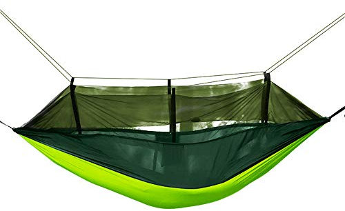 Surwin Hamac Ultra-léger de Voyage Camping avec Moustiquaire, Charge Maximale 200kg, Respirant à Séchage Rapide Lit de Couchage Portable, pour Jardin d'interieur Extérieur (Vert,260x140CM)