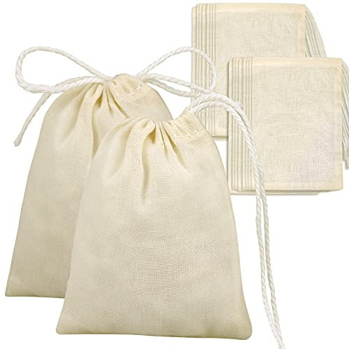 OOTSR 20PCS Cotton Drawstring Bags, 25 x 20CM Reusable Drawstring Cotton Soup, Coffee, Tea, Herbs Sachets, Muslin Bags for Home Kitchen Use