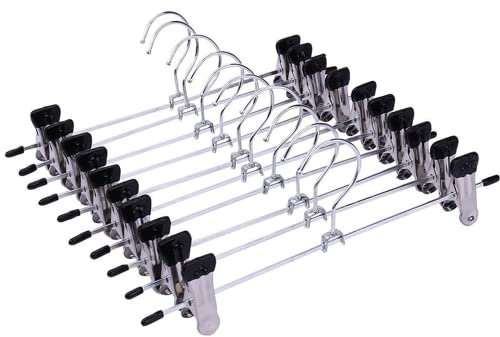 Meet-shop Grucce con Clip,Grucce per Pantaloni 10 Pezzi 40cm Grande Grucce Gonne Antiscivolo in Metallo con Mollette Metalliche per Gonne Pantaloni Pantaloni Jeans