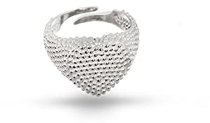 Donipreziosi Anello Chevalier da Mignolo in Argento 925% Regolabile a Cuore puntellato - Anello Donna Cuoricino batticuore (Argento)
