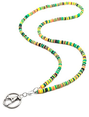 Sopopal Schlüsselband für Lehrer, Boho, niedliches Regenbogen-Umhängeband, Schlüsselband für Kreuzfahrt, Schiff, Karten, Ausweise und Schlüssel, Boho-Grün