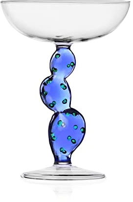 Ichendorf Milan Coupe Champagne, Cactus Bleu, Collection Desert Plants, 30 cl, verre borosilicate, fait à la main