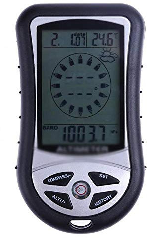 Samnuerly 8 en 1 Électronique De Poche Boussole Altimètre Baromètre THermomètre Prévisions Météo Calendrier