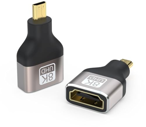 PremiumCord 8K Adaptador HDMI A Hembra a Micro HDMI Macho F/M, UHD 8K 3840p 60Hz, 4K 2160p 120Hz, Full HD 1080p, Carcasa de Aluminio, Conectores Dorados, Color Gris Espacial