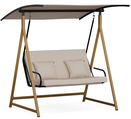 blumfeldt ZenGrove - Dondolo da Giardino, Dondolo da Esterno a 2 Posti con Tettuccio Regolabile, Telaio in Acciaio Verniciato a Polvere, Cuscini Spessi, capacità: 160 kg