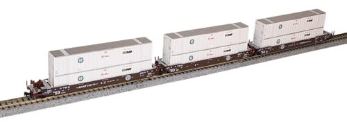 N Gunderson Maxi-IV BNSF Original Logo Well Car Set - BNSF/NS Container
