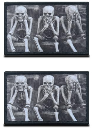 2 Stück Witzig Schädel Bruder Bestickte Applikation Lustiges Biker Fun Moral Patches für Taktische Airsoft Cosplay Paintball Kleidung Rucksack Uniform Hunde Weste
