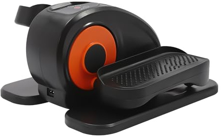 Elektrisches Elliptisches Mini-Bike LED Crosstrainer Under Schreibtisch Ellipsentrainer, Elliptical Einstellbarer Geschwindigkeits Cross Trainer für Jugendliche Senioren und Erwachsene (Orange)