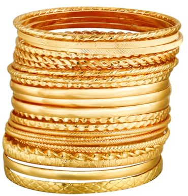 Eigso Mutli Layered Gold indischen Armband Manschette Armreif für Frauen Männer Vintage Stackable texturierte böhmische Armbänder für Frau Mann