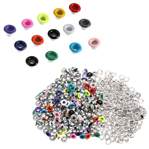 Set di 210 occhielli in metallo da 3 mm per artigianato con carta, occhielli colorati con rondelle, occhielli rotondi per artigianato con carta, scrapbooking, creazione di biglietti, artigianato in