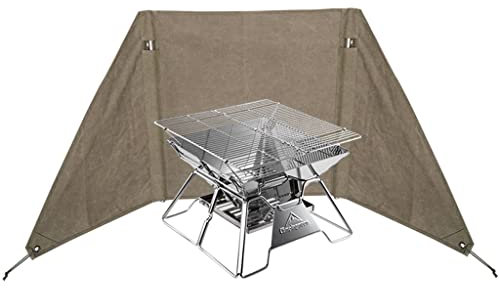 Barbecue de Camping Pliable au Charbon de Bois, Foyer Portable, Kits d'outils de Barbecue en Acier Inoxydable pour Pique-Nique en Plein air/terrasse/Cuisine dans l'arrière-Cour/Voyage/randonnée/Barb