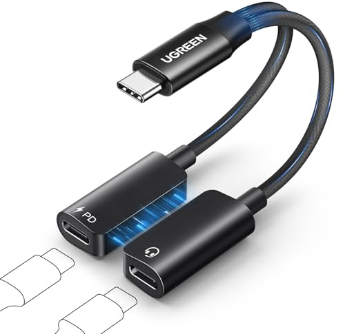 UGREEN USB-C-splitter, magnetisk USB-C-hörlursadapter och laddare 60 W | 2-i-1-hörlurar och 60 W snabbladdning för iPhone 16 Pro Max, iPad Pro/Mini 6, Galaxy S25, S24