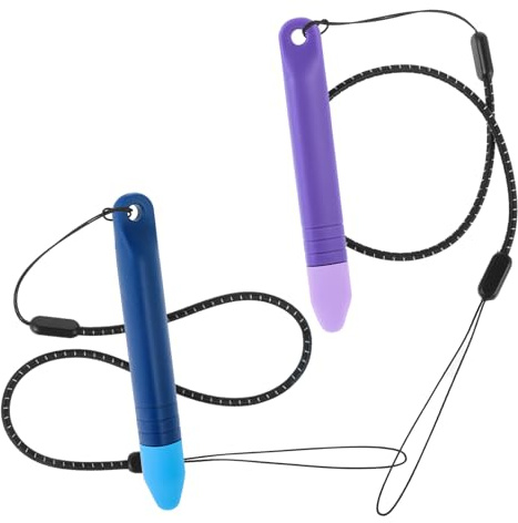 Oruola Lot de 2 stylets universels pour écrans tactiles pour enfants avec attaches, compatibles avec téléphones et tablettes - Bleu et violet