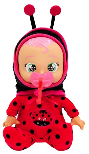 IMC TOYS CRY BABIES Tiny Cuddles Newborn Lady, Bambola di Peluche con Pigiama da Coccinella, Può Sedersi e Piangere Lacrime Vere, Giocattolo Regalo per Bambini e Bambine dai 18 Mesi in su