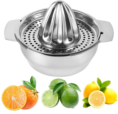 FHISKUNYU Presse Agrumes Manuel 400ML Presse Orange Manuel Inox Presse Citron Manuel Rotation Presse Pour Presser Citrons Oranges Agrumes Verts Citrons Verts