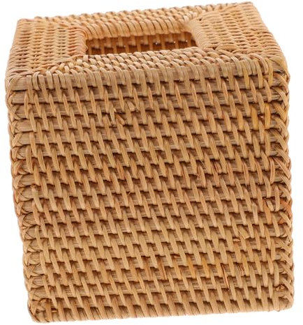 IMIKEYA Rattan-taschentuchbox Quadratisch Rattan-gewebter Taschentuchhalter Serviettenhalter Für Gästebäder Badezimmer Wohnzimmer Esszimmer Kompakt Platzsparend Nachfüllen Entnehmen