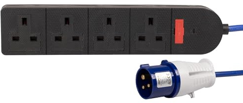 PRO ELEC 4-Gang Extension Lead with 16A Plug, 10m Cable
