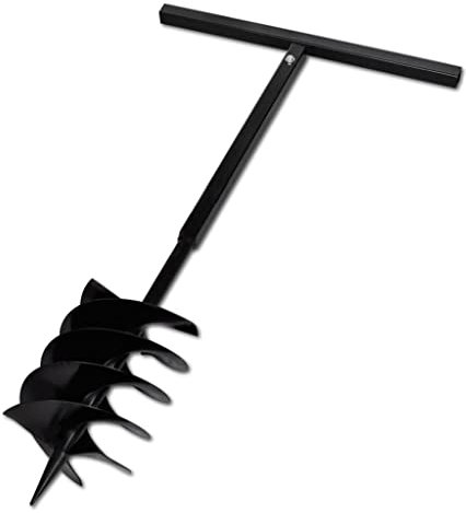 AJJHUUKI Hardware, Werkzeuge, Bohrer, Erdbohrer, Erdbohrer mit Griff, Schlangenbohrer, 200 mm, drei Spiralen, Stahl, Schwarz