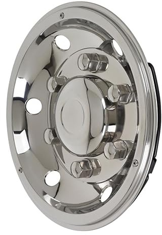 Hansen Styling Parts Tapacubos de 17,5 pulgadas de acero inoxidable con tuercas de rueda adjuntas, universal, apto para llantas de acero