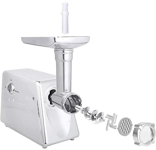 Picadora de carne eléctrica y embutidora de salchichas de 1400 W: máquina picadora con 2 cuchillas y 4 placas, 2 tubos for uso doméstico en la cocina