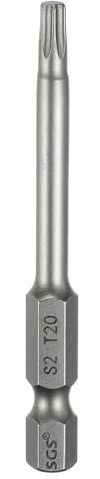 sourcing map Punta per cacciavite a testa Torx T20 da 1/4 di pollice con gambo esagonale da 65 mm di lunghezza, magnetica, senza foro, a prova di manomissione, 6 punti, cacciavite a stella in acciaio