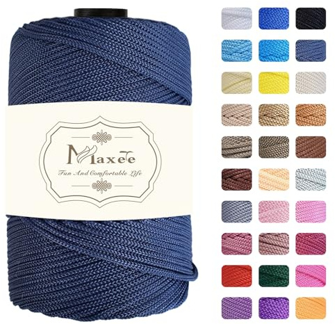 Maxee Macrame Yarn 3 mm x200m,Premium Polyester garn 1 er Pack (je 230g/200m),100% Polypropylene für Handwerk, Heimdekoration, Teppiche, Handtaschen, Taschen, Hängetaschen, etc, mit insgesamt 31 Farbe