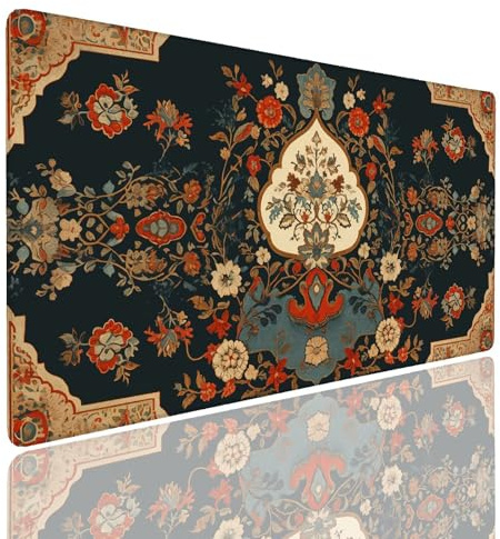 Tappetino per Mouse da Gaming, Tappetino Mouse Pad XXL Grande, Mousepad con Impermeabile e Antiscivolo, Lavabile Sottomano Copri Scrivania Ufficio, Tappetini Tappeto Mouse Mat 1400x600x4mm Retro (3)