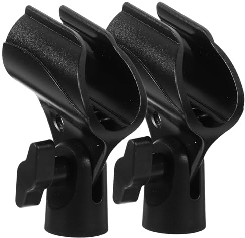BAZEITFLOW 2pcs Microphone Clip Holder Plastic Microphone Clips with 3/8 Female to 5/8 Male Adapter for Wireless Mic Holder Home Mic Stand