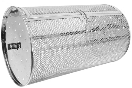 GARIOUANS Jaula Para Asar Giratoria De Acero Inoxidable 180x300 Mm Para Horno Eléctrico Cesta Para Asador De Frutos Secos y Verduras Barbacoa Tambor Rotativo Para Tostado Uniforme Cocina y Camping