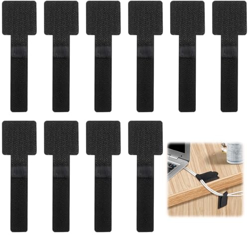 Xiuyer Cable Management, 100 Pezzi Fascette Fermacavi da Mettere Sotto la Scrivania, Organizer Cavi Adesivi Resistente Riutilizzabili per TV, PC, Laptop, Cavo Ethernet, Scrivania, Casa, Ufficio (Nero)