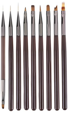 SanKristo Ensemble de 9 Pièces Pinceaux Nail Art, Professionnels Kit Pinceau Nail Art Ongles, Stylos Pinceau Plat Liner Français pour DIY, Professionnel Kit Pinceau Stylos Ongles