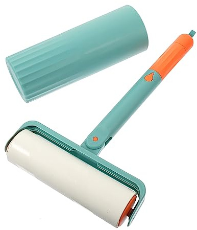 ROMISBABA Multi-function Household Lint Roller and Pet Hair Remover Long Handle, Green Short Handle Design, Includes Dust Cover and Refill Roll, Suitable for Sofa, Carpet, and Floor Cleaning
