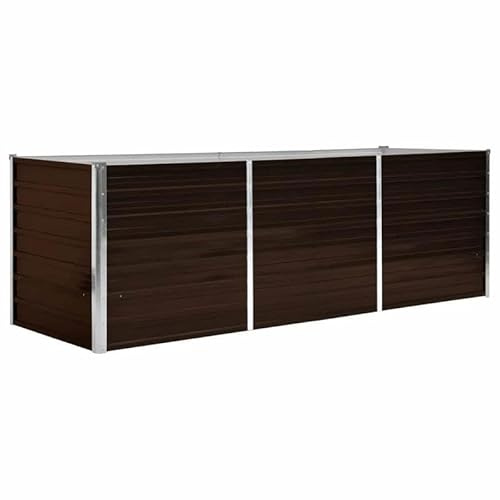 Aiuola rialzata da giardino in acciaio zincato, 240 x 80 x 77 cm, per verdure ed erbe aromatiche, ideale per giardino e terrazza