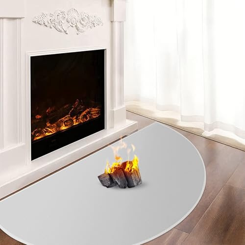 Tapis de cheminée ignifuge, 120x70x0,1cm Tapis de foyer pour cheminées, Tapis de cheminée pour intérieur extérieur, Tapis de foyer pour poêle à bois Protège sols tapis des étincelles et braises, Gris