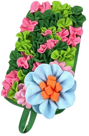 Base de búsqueda de alimentos para roedores conejos estimulante juguete floral promueve el comportamiento natural y la masticación segura. Alfombra de actividad para conejos de tela